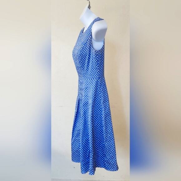 TOMMY HILFIGER Blue White Polka Dot Print Sleeveless A-line Silhouette Dress S - Picture 3 of 14